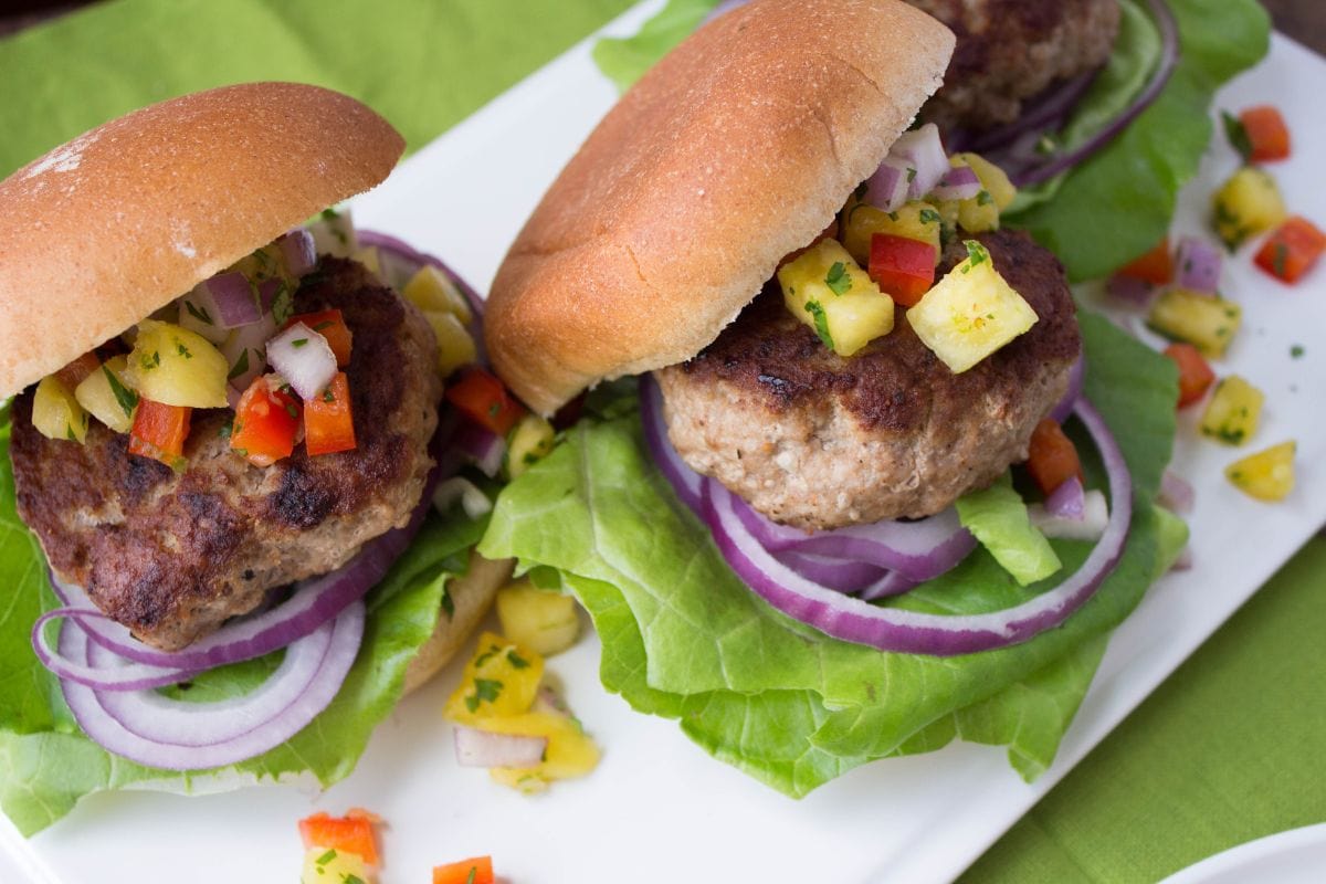 jerk turkey burgers with pineapple salsa