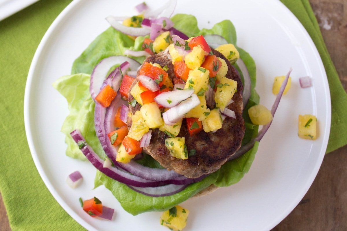 jerk turkey burgers with pineapple salsa