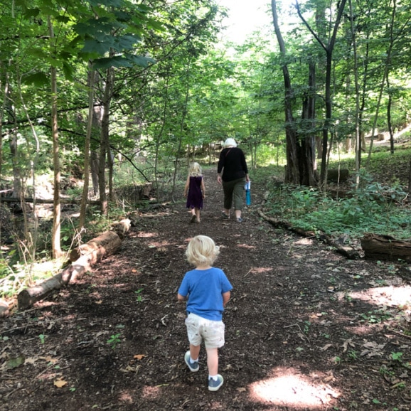 walking on a trail