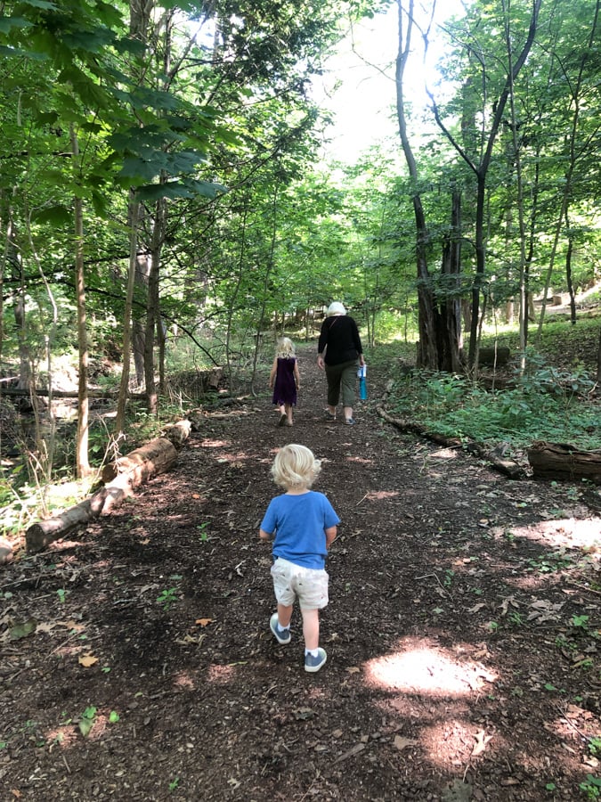 walking on a trail