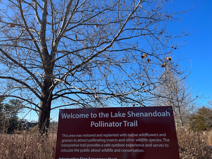 lake shenandoah pollinator trail sign