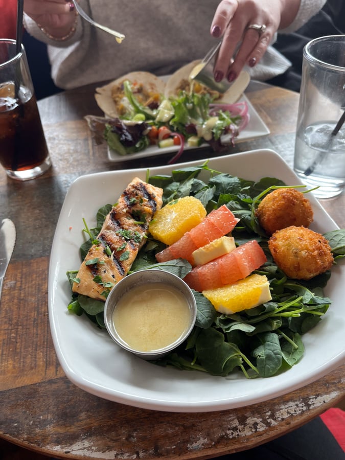 salad with salmon and citrus fruit
